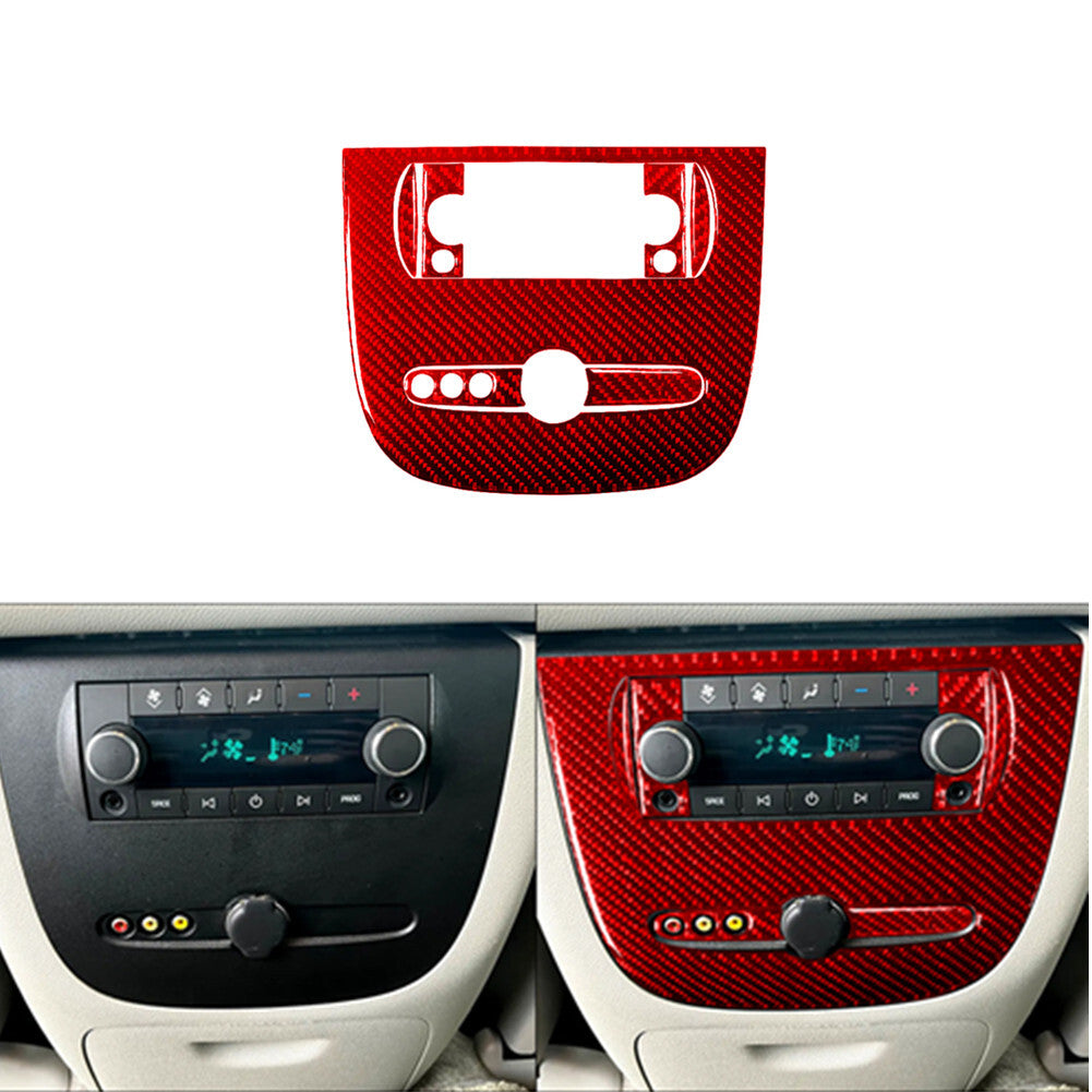 7X Red Carbon Fiber Rear Console Trim For Silverado/tahoe/ for sierra 2007-2014 TypeA