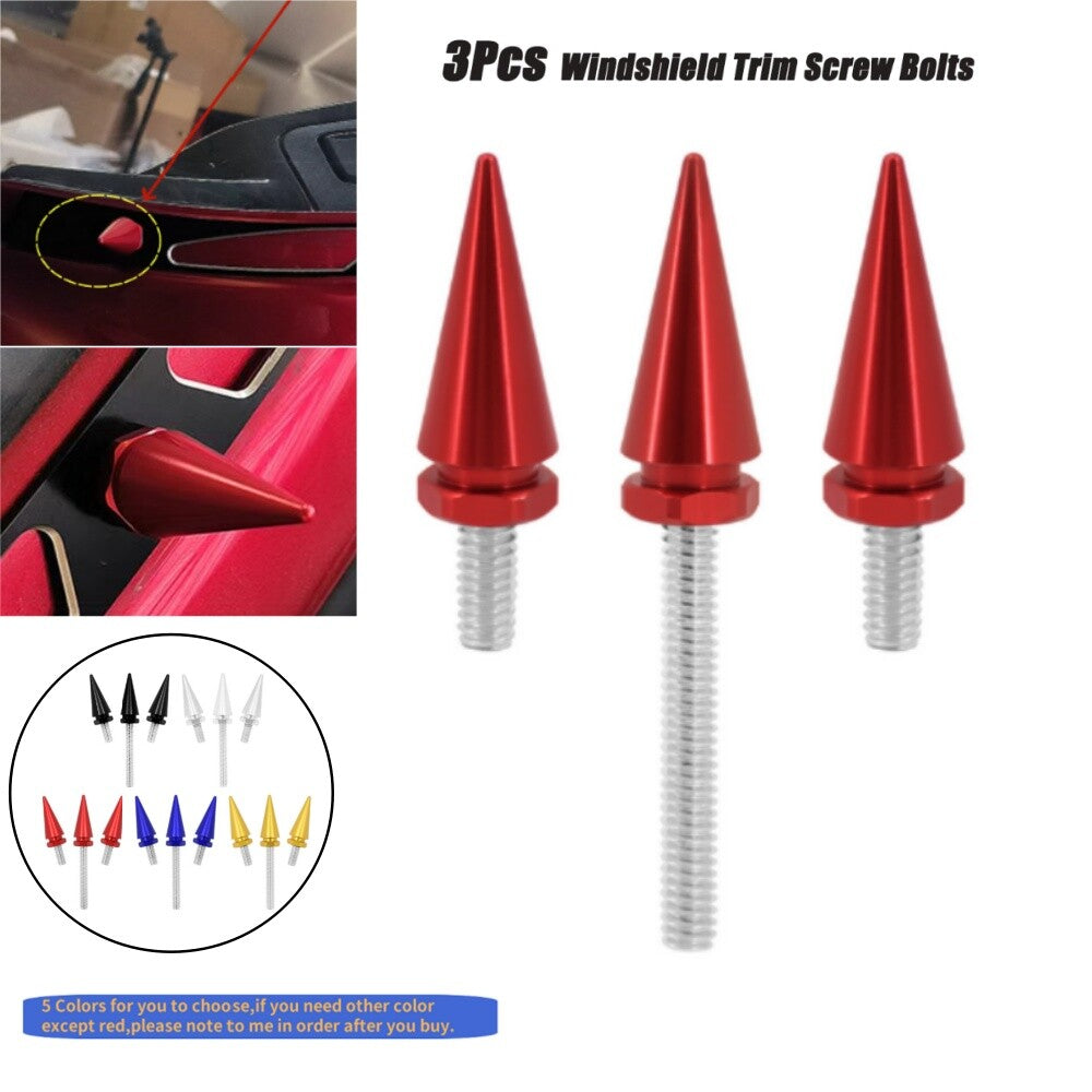 3x Red Spike Metal Fairing Windshield Bolts for Harley Electra Street Glide 14+