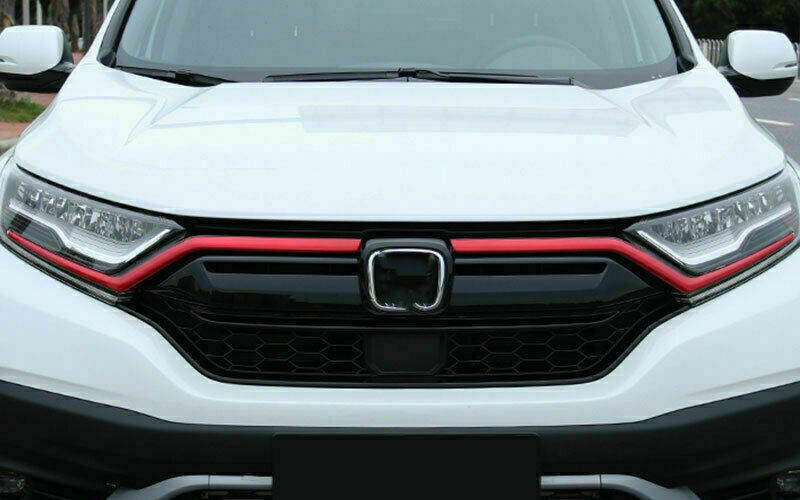2X Red Front Central Grille Mesh Trim Molding Strip for Honda CR-V CRV 2017-2022
