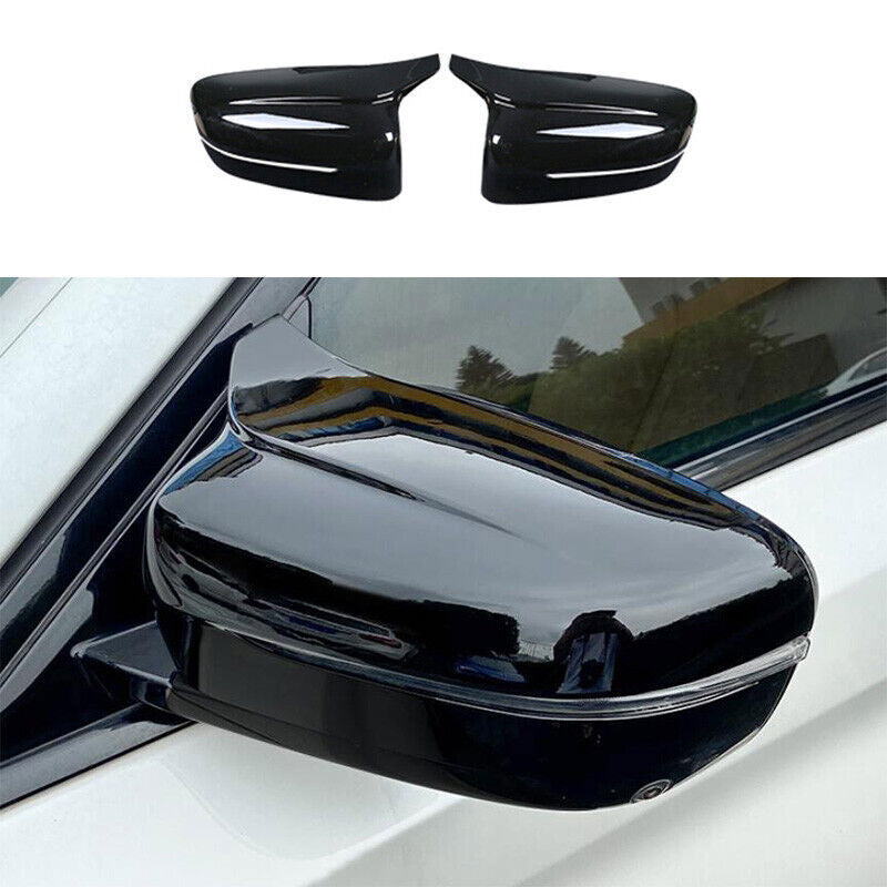Fit for BMW 5 Series 2018-2023 ABS Black Ox Horn Rear Side Mirrors Cover Trim 2P