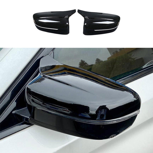 Fit for BMW 5 Series 2018-2023 ABS Black Ox Horn Rear Side Mirrors Cover Trim 2P
