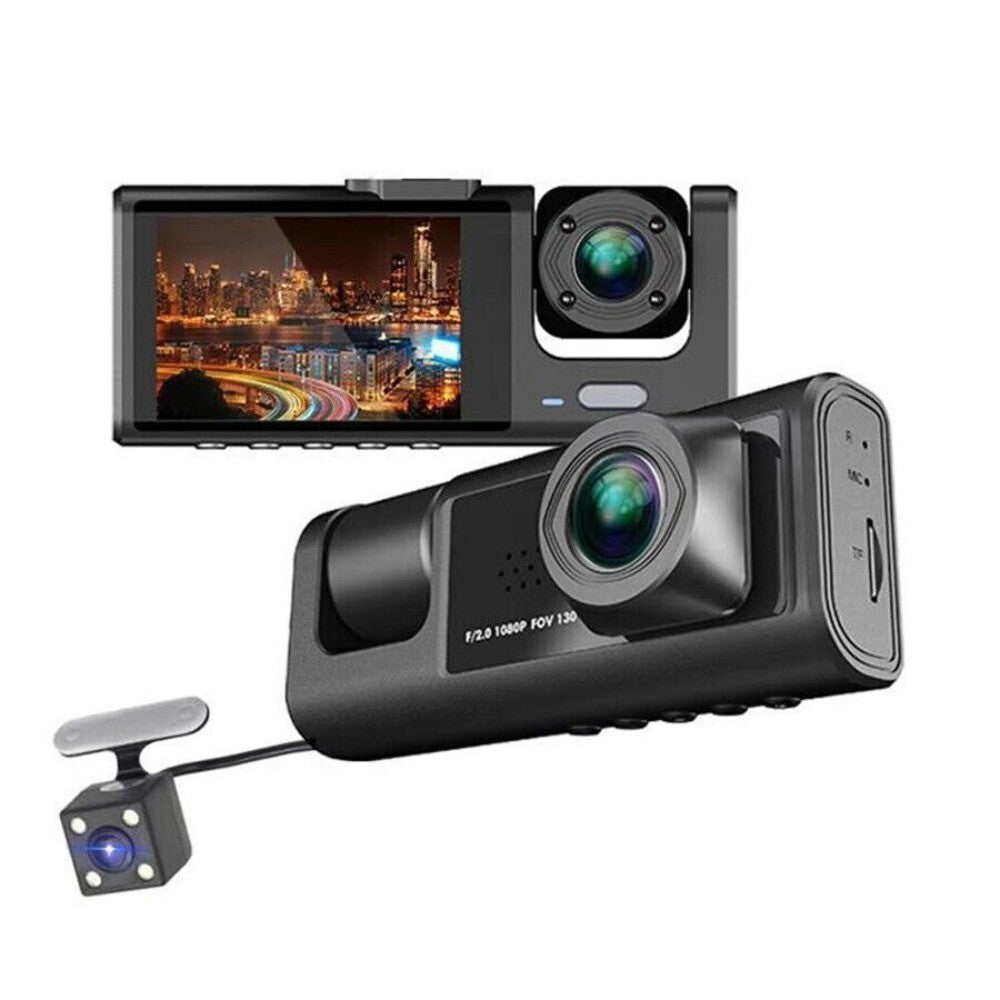 1080P HD 3-Lens Dash Cam Car DVR Video Recorder Front Rear Camera Loop Recording n