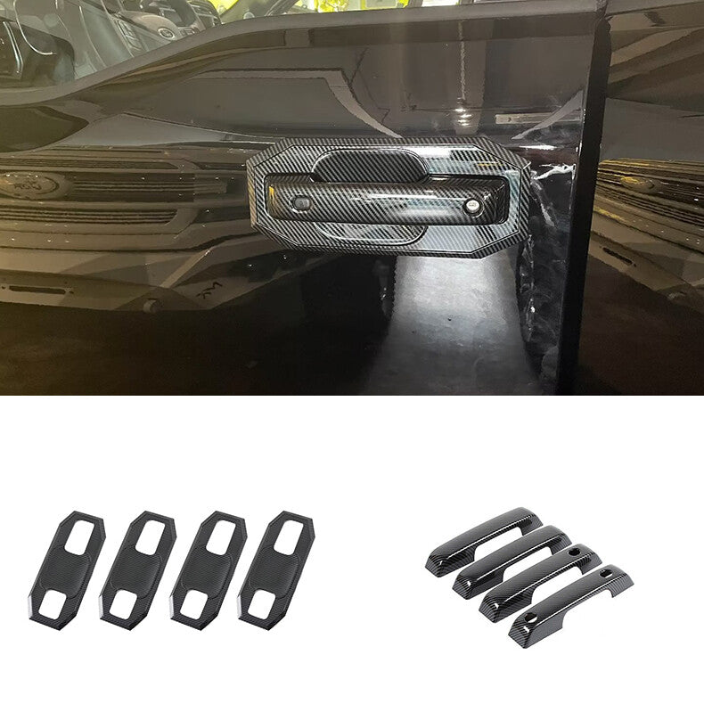 for Ford F150 2021-2023 Carbon Fiber Car Door Handle Cover+Cup Bowl Combo Trim