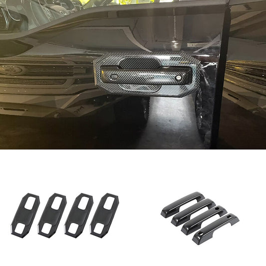 for Ford F150 2021-2023 Carbon Fiber Car Door Handle Cover+Cup Bowl Combo Trim