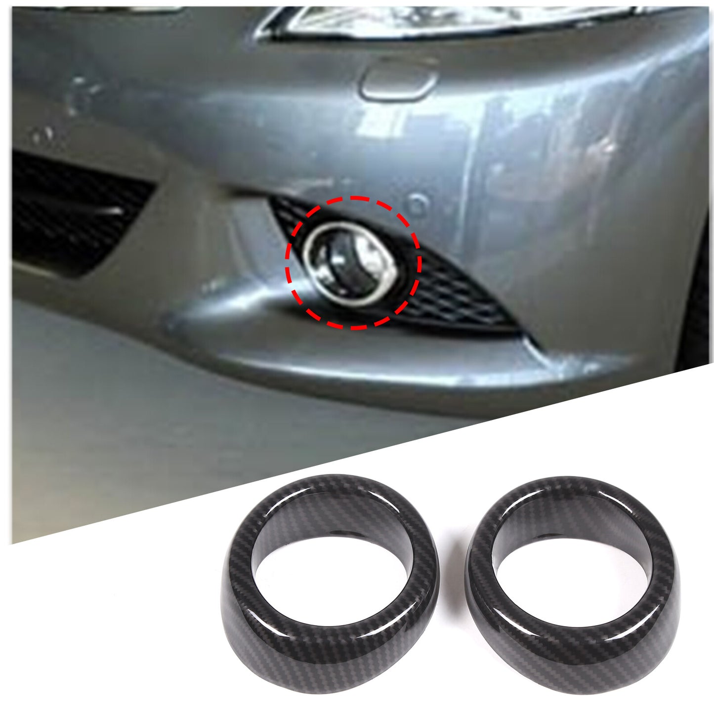 BEZEL front fog light cover with decorative ring carbon finish for Infiniti G25 G37 2010-2013