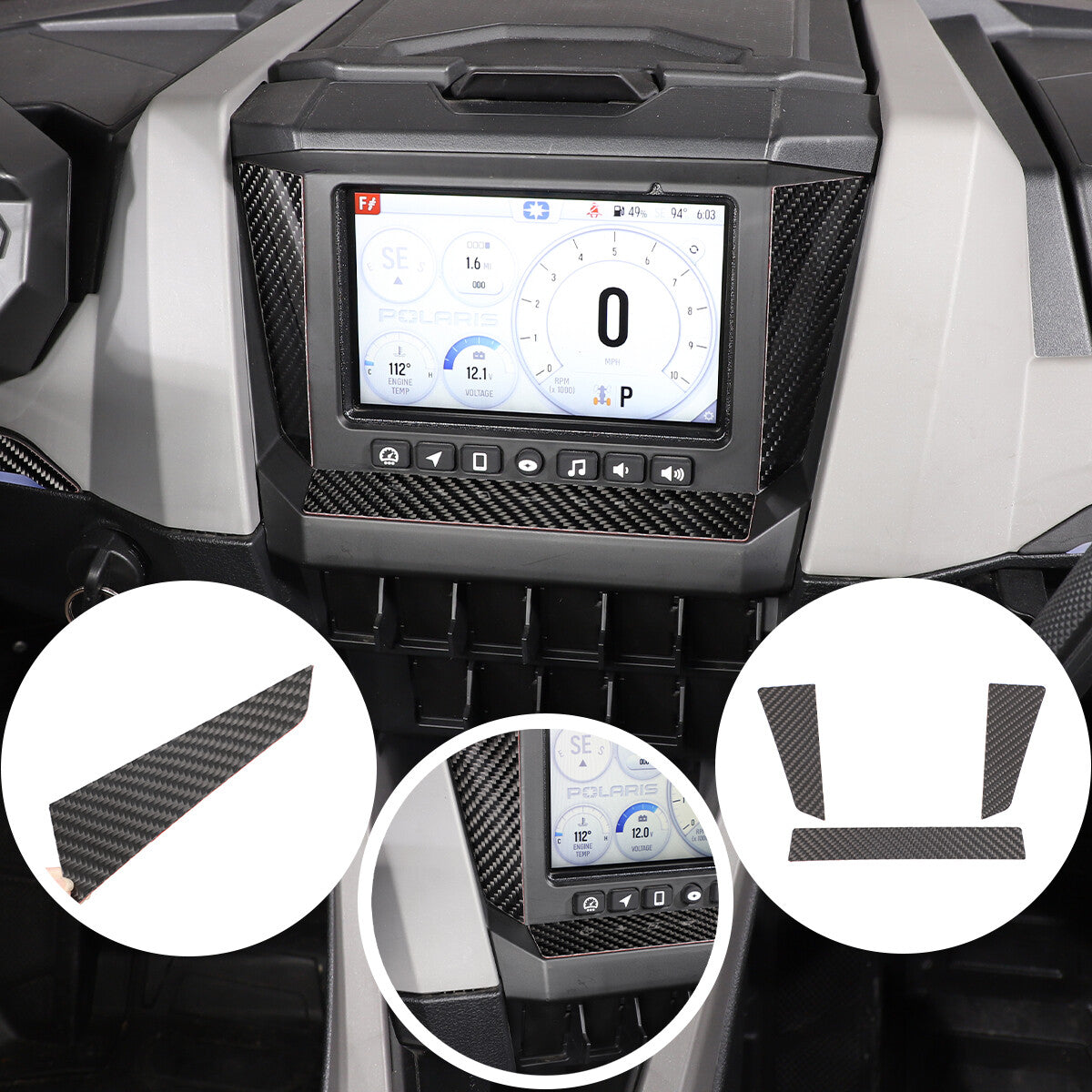 Carbon fiber display panel trim for Polaris RZR PRO XP Ultimate 2021+ accessories - n