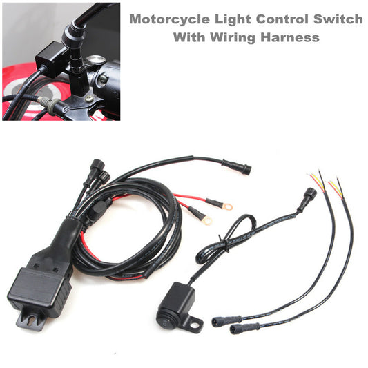 Motorcycle and bicycle handlebar mirror switch with wiring harness suitable for LED lights - n