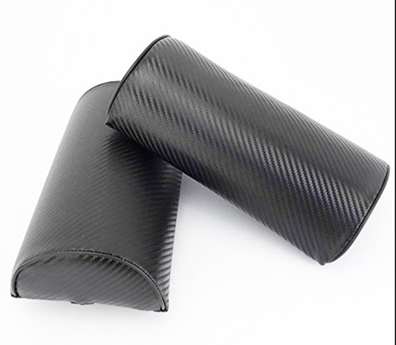 2 Pcs Carbon Fiber Embroidery Surface Car Rest Cushion for Seat Headrest Neck Pillow
