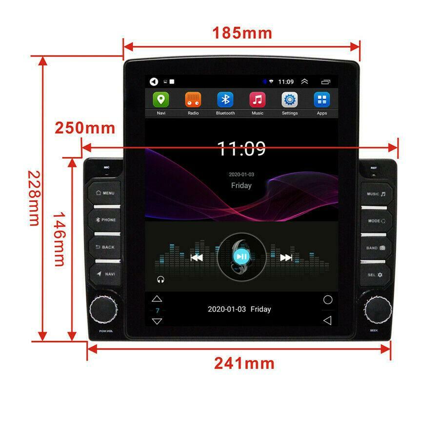 1DIN Android 8.1 Quad-core Car GPS Bluetooth Radio MP5 Player Adjustable 10.1 n