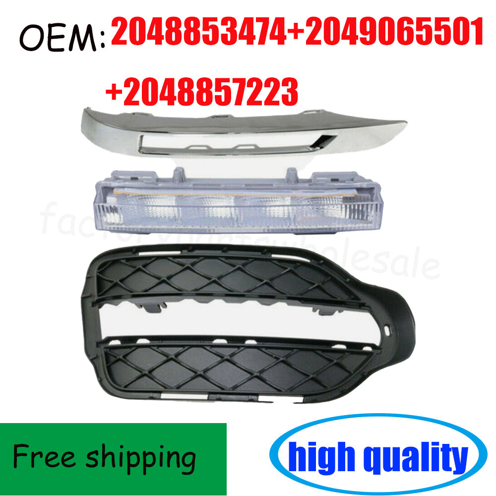 3PCS Front Right Grill Daytime Running Light Cover for Benz X204 GLK350 13-15 n