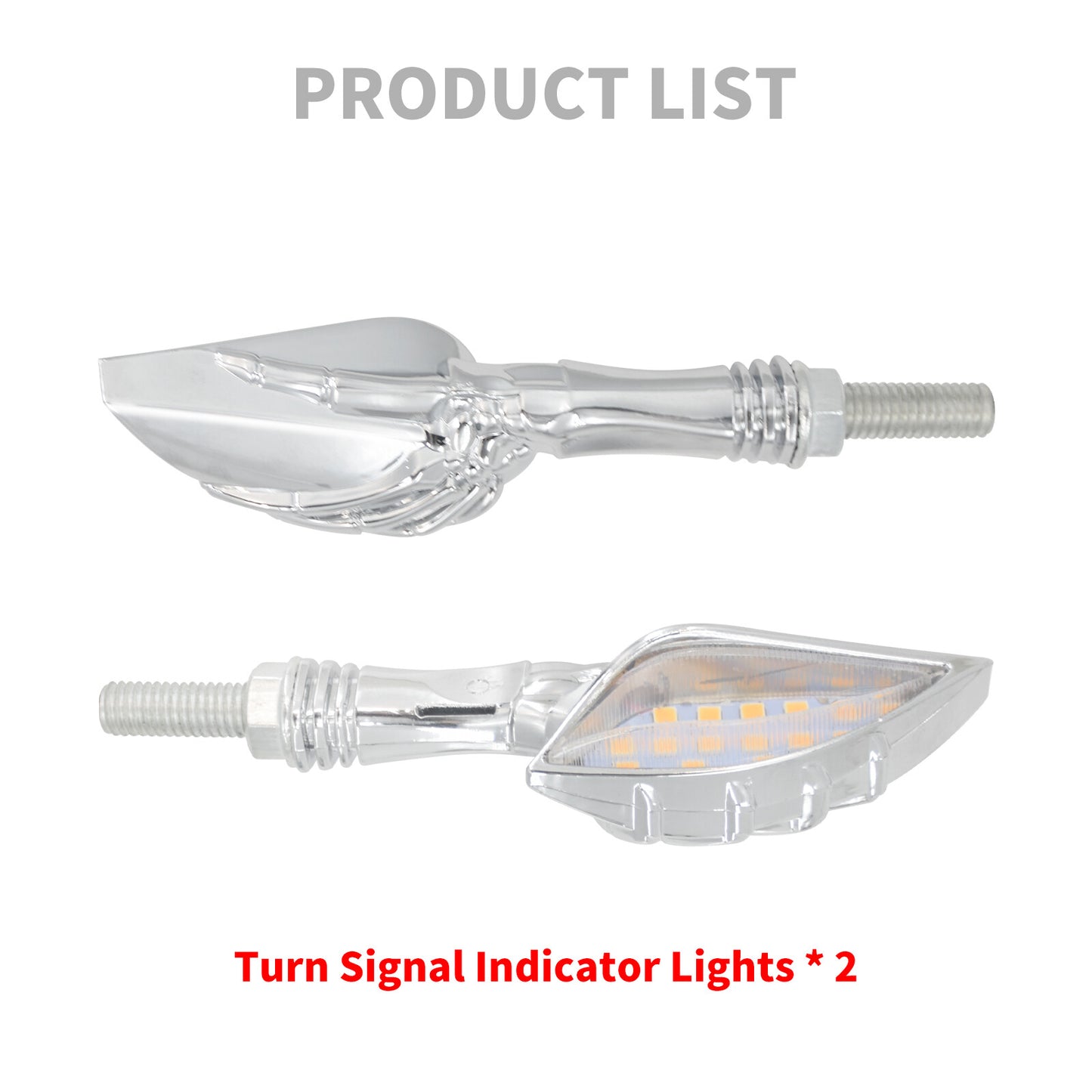 2x Chrome for Mini Skull Amber Yellow Turn Signal Light For Universal 8mm Motorcycle Q