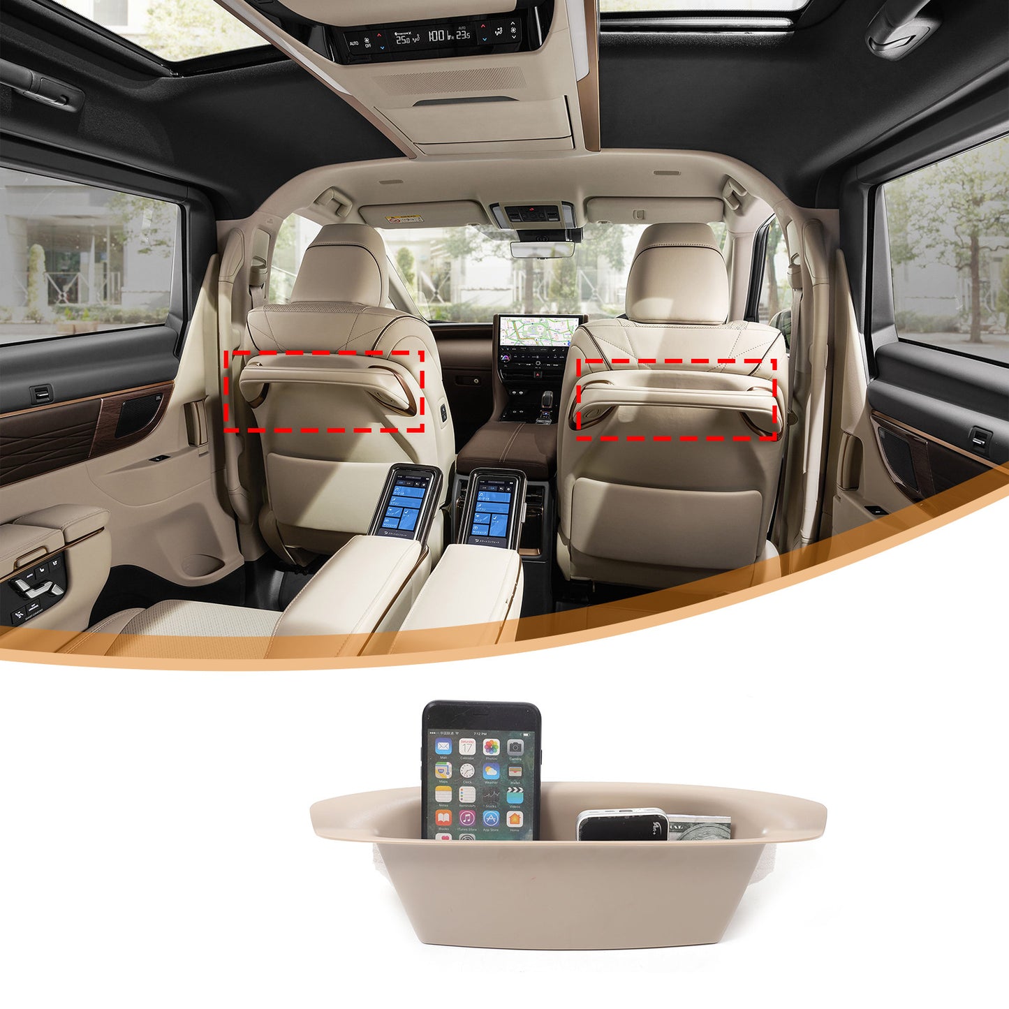 Car for seat back storage box for Alphad Vellfire 40 2023-2024 Beige - n