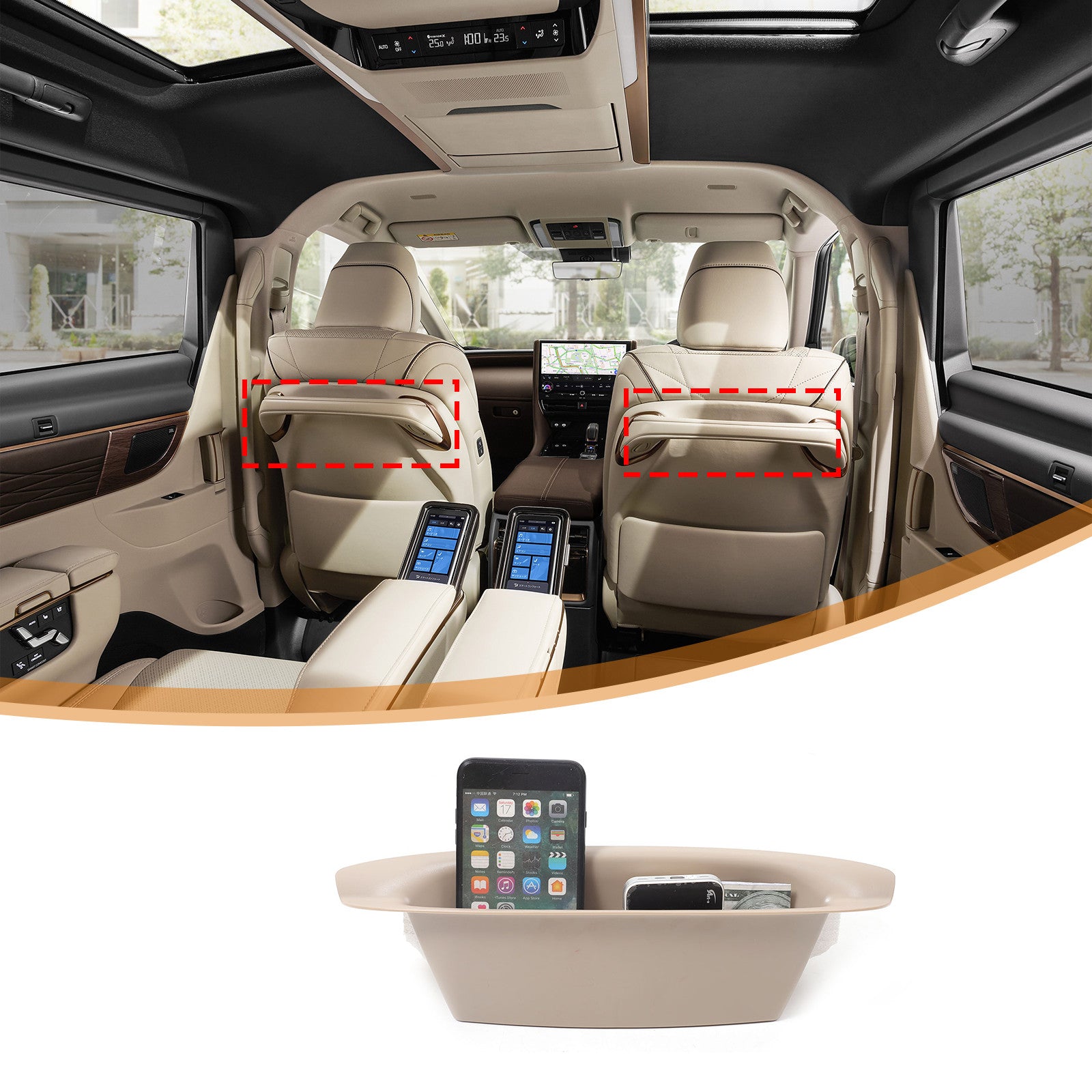 Car for seat back storage box for Alphad Vellfire 40 2023-2024 Beige - n
