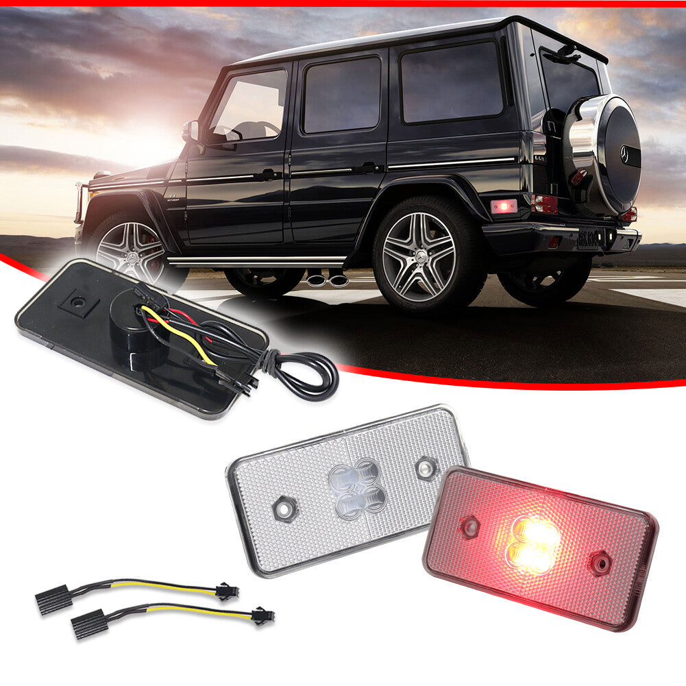 2pcs Clear Lens Red LED Rear Side Marker Lights for W463 G-Class AMG- v