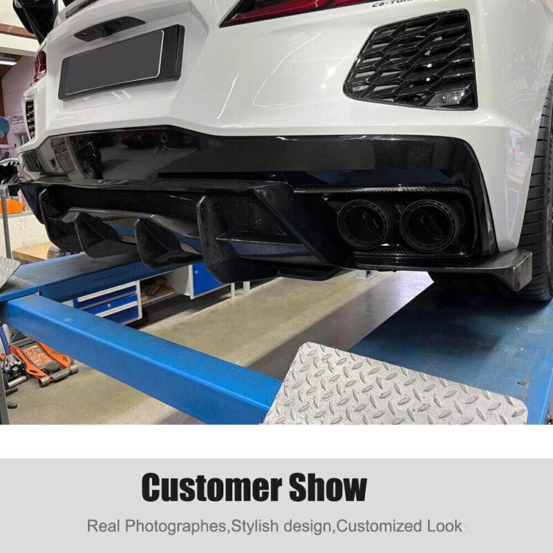 For 20-23 for Corvette C8 Z51 STG 3, add carbon rear bumper diffuser splitter