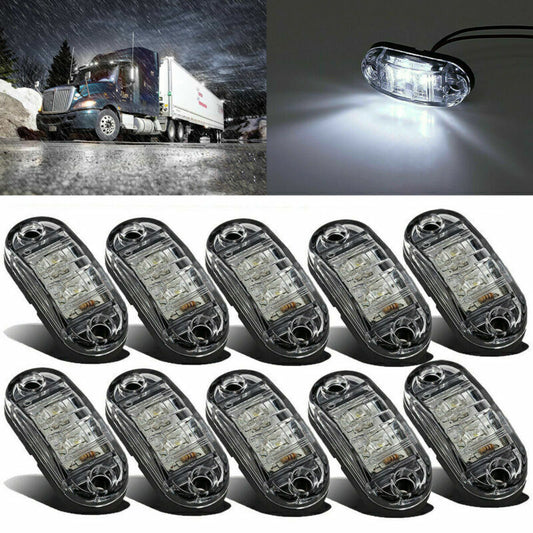 10X White LED Side Marker Light Clearance for Camper Trailer Truck Boat 12V-24V