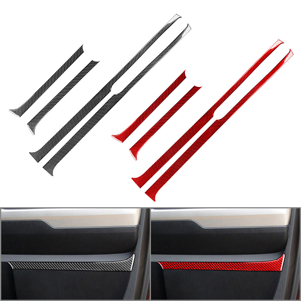 Door Panel Decorative Trim Cover Carbon Fiber Fit for Toyota Tundra 2014-2021 Red