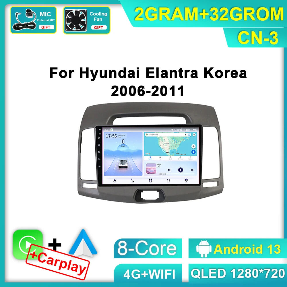 for Hyundai for Elantra 4 HD 2006-2011 Car Radio Android Carplay Video Player Screen