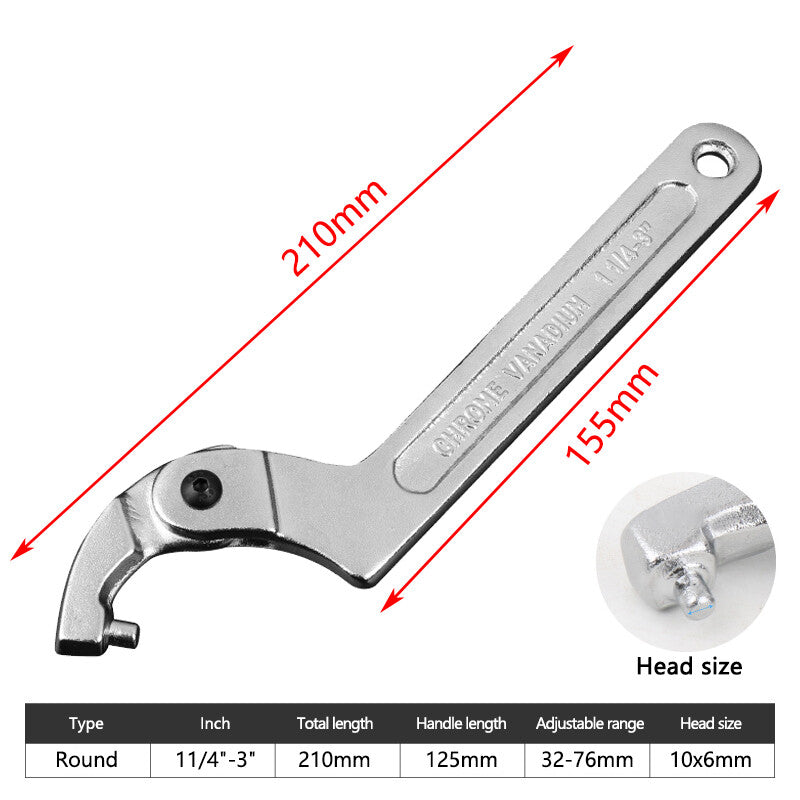 Adjustable Hook Wrench 19¨C170mm C Round Spanner Tool Slotted Retaining Universal Q