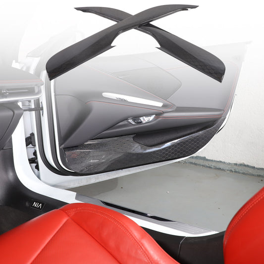 Honeycomb carbon fiber door kick guard cover trim for Corvette C8 2020-24