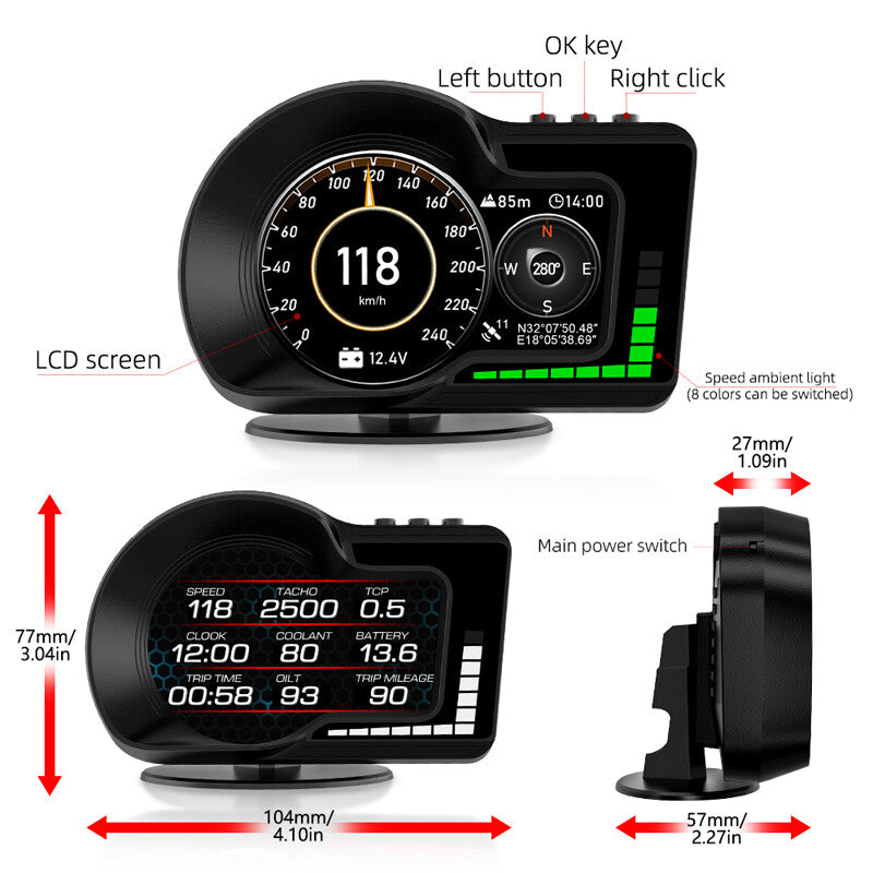General Motors Intelligent HUD Head-Up Display (OBD + GPS) Intelligent Multifunction Instrument Cluster n