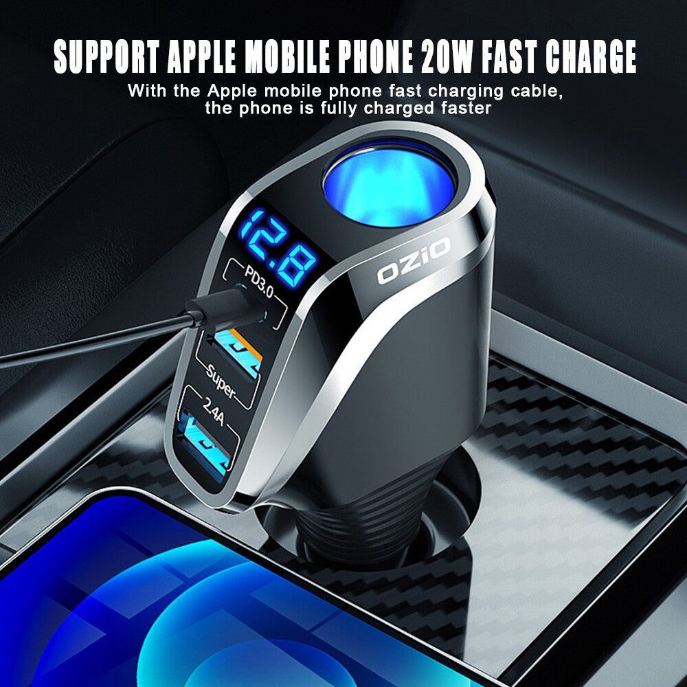 Auto Phone Charger Fast Charging Cigarette Lighter Adapter Socket 12V/24V Q