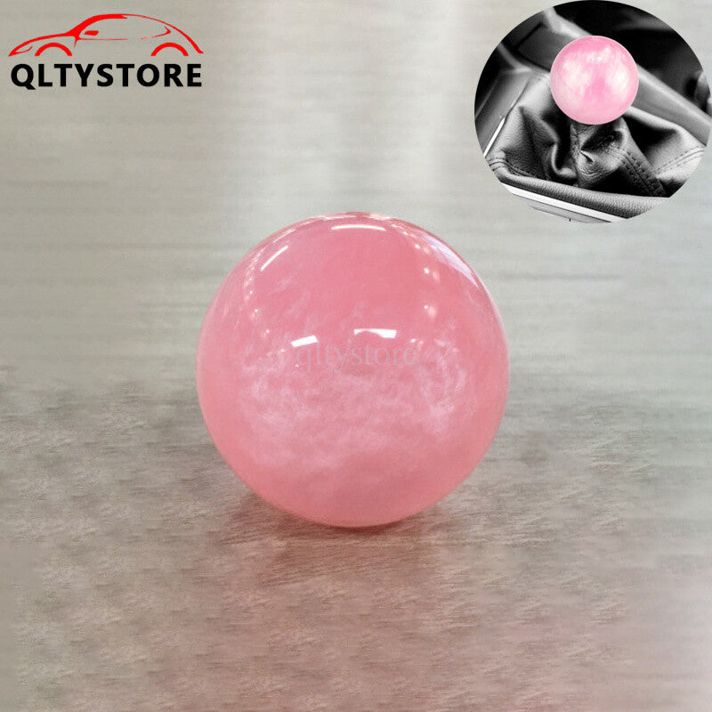 1* Marble Style Round Ball Shift Knob Gear Shifter Head with 3 Adapters Pink Q