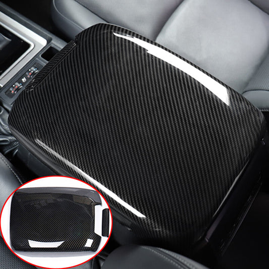 Carbon Fiber Inner Armrest Box Panel Cover Trim for Toyota Prado FJ150 2010-2021