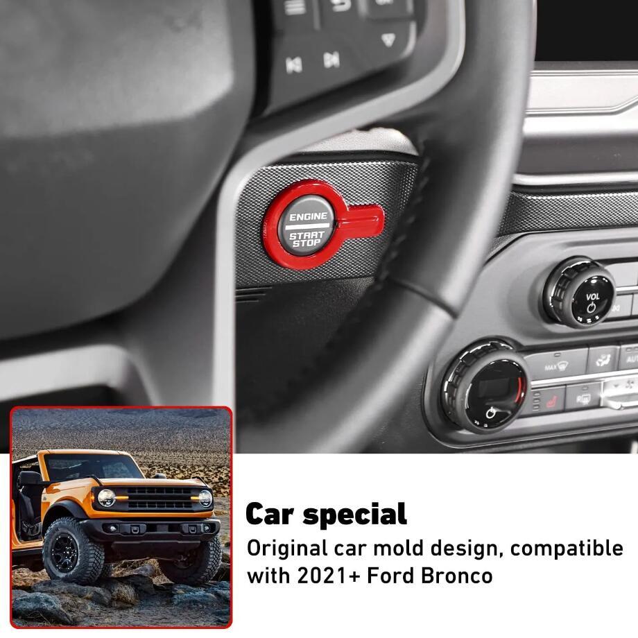For 2021-2024  for ford  Bronco Red Interior Engine Start/Stop Push Button Trim Cover