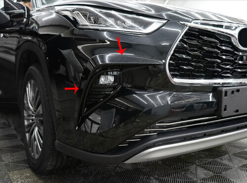 for Toyota Highlander 2020-24 Front Bumper Fog Light Lamp Strip Trim Gloss Black