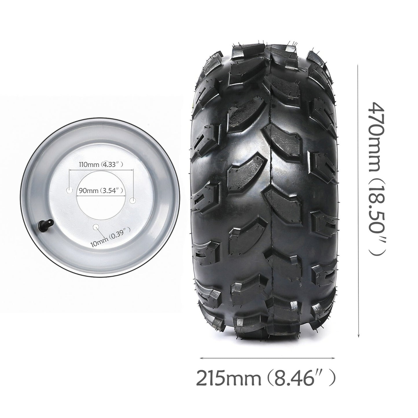 [2] 18x9.50-8 tires, 4-wheel rims + rear axle hubs suitable for go-karts, for golf carts, and off-road vehicles.
