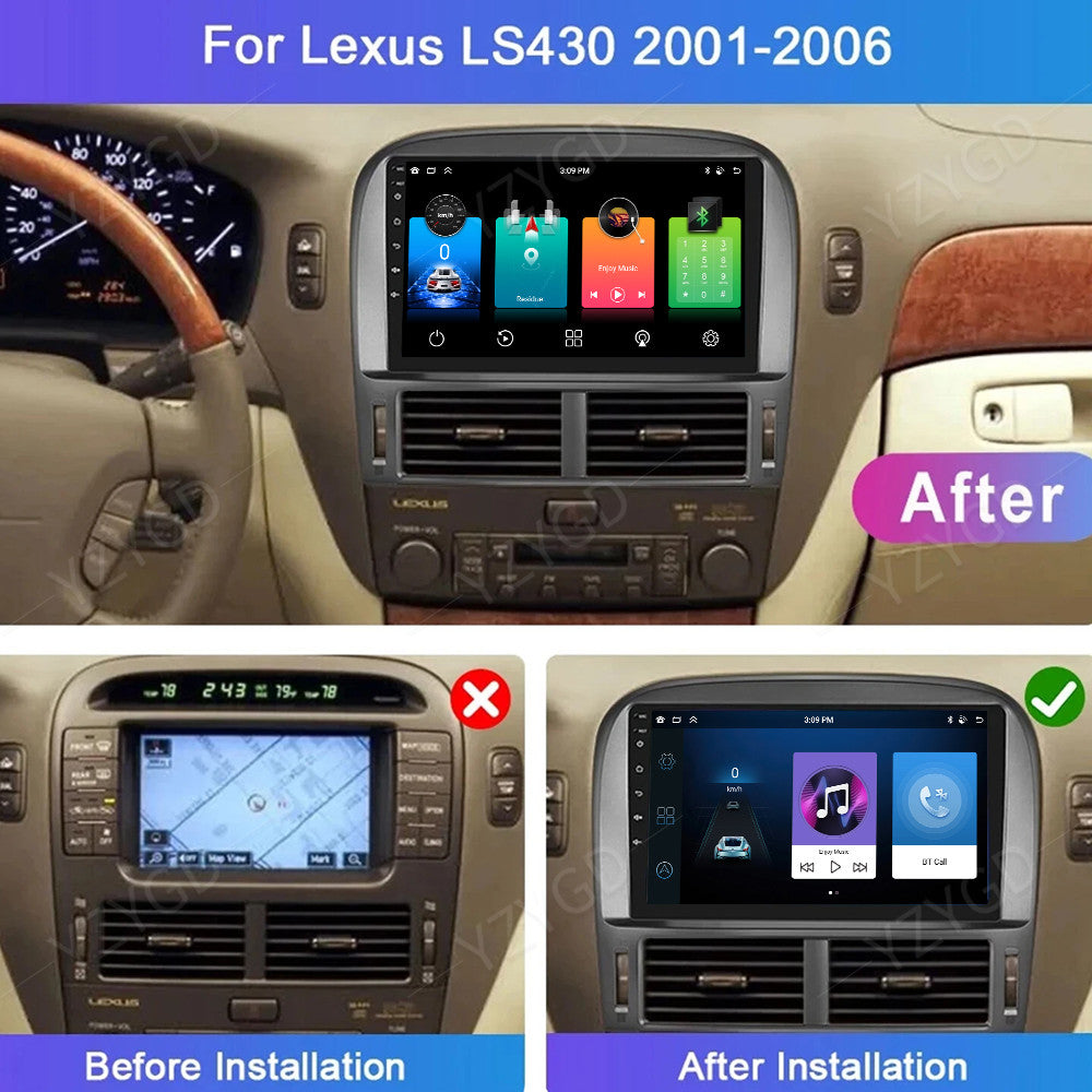 for Lexus LS430 2001-2006 Car Stereo Radio GPS Navi Screen 9inch Apple Carplay