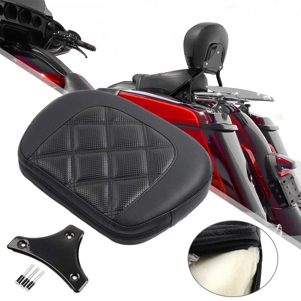 Stitching Passenger Black Sissy Bar Backrest Pad Bracket for Harley Street Glide