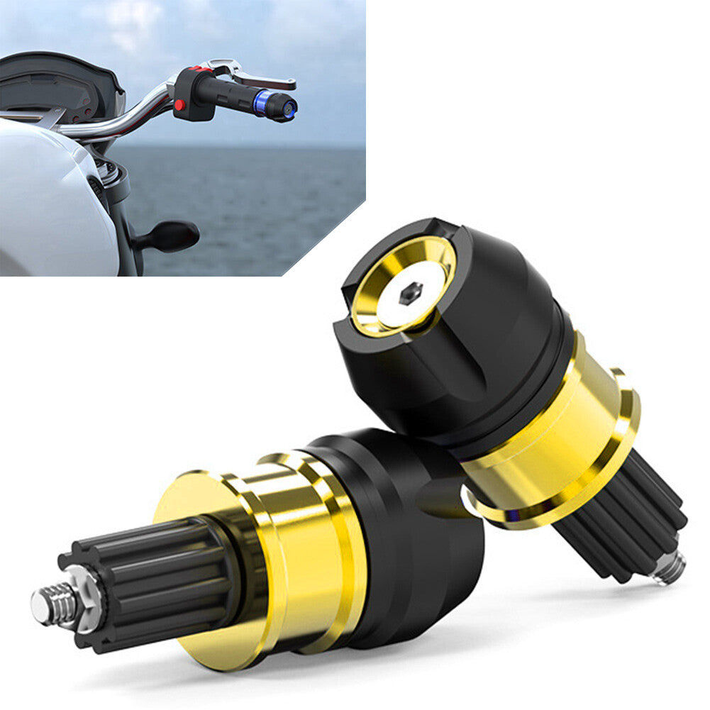 Pair CNC Aluminum Motorcycle ATVs Handlebar Grips Bar End Cap Plugs Slider Gold Q