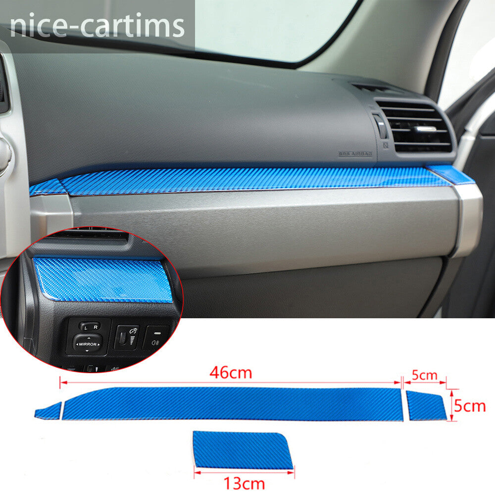 4¡ÁBlue Carbon Fiber Center Console Dashboard Panel Trim For Toyot@ 4Runner 2010+