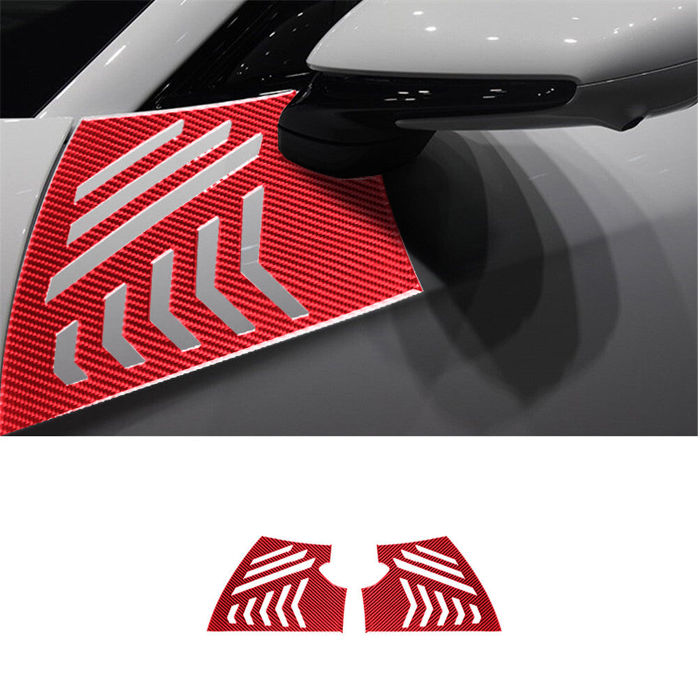 2 Red Carbon Fiber Front Rearview Mirror Cover Trim for Porsche Taycan 2019-2022