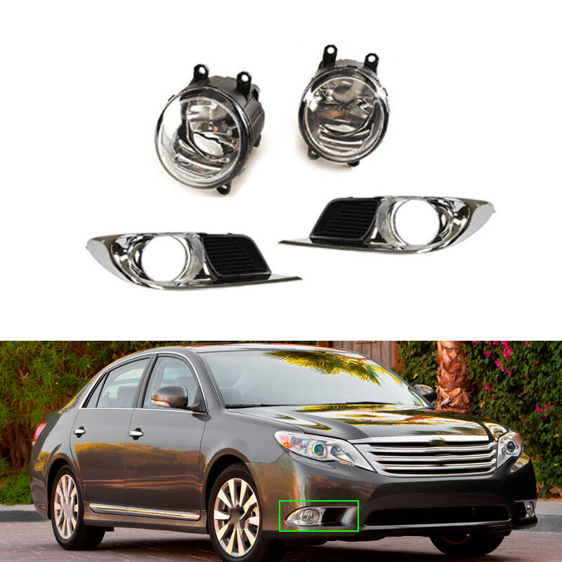 1 Pair for Toyota for Avalon 2011-2012 Front Fog Light Lamp + Cover Grille