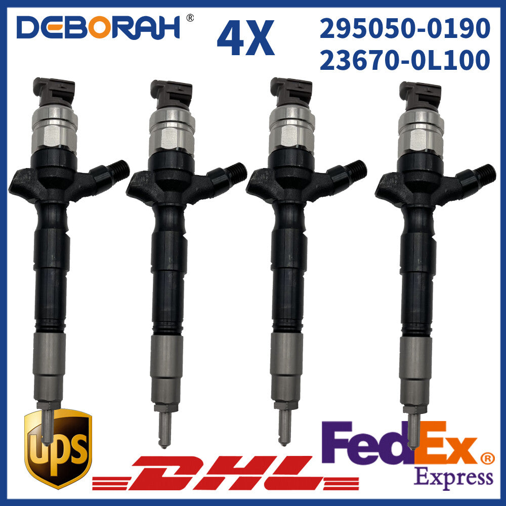 4X 295050-0190 23670-0L010 Common Rail Injector for Toyota Hiace Hilux2.5D 2KDFTV