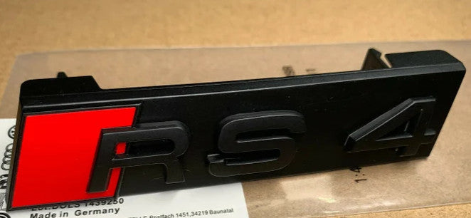 for Audi RS4 hooded badge decal, front Bonnet grille badge logo, gloss black