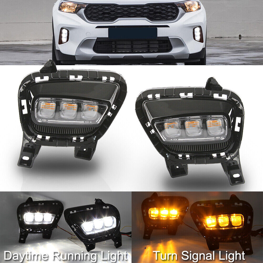 for Kia Sonet 2020 2021 2022 DRL LED Daytime Running Fog Light Turn Signal Lamps Q