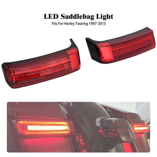 Black Saddlebag LED Turn Signal Brake Light w/ Red Lens for Harley Touring 97-13