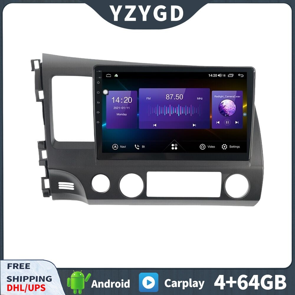 for Honda for Civic 2005-2012 Android 2Din Car Radio Carplay Stereo Receiver Screen