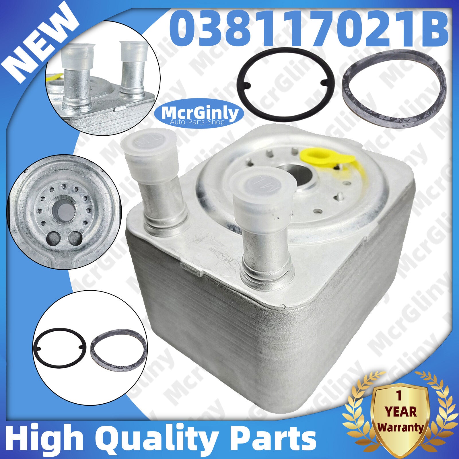 Engine oil cooler with O-ring suitable for Golf , Touareg, for Audi A4, A6, Q5, TT. 038117021B- n