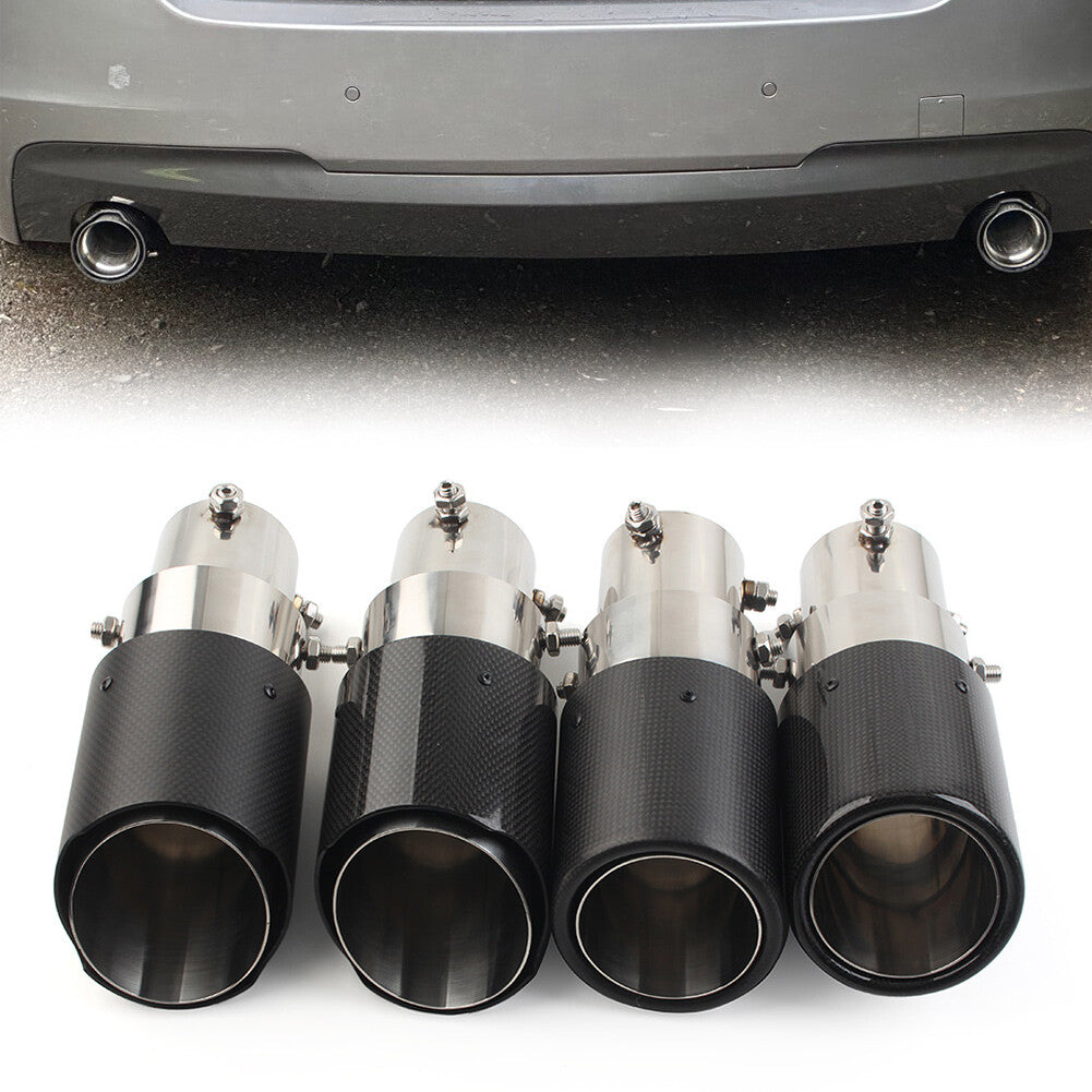 Universal Car Carbon Fiber Black Muffler Tip Exhaust System Pipe Mufflers Nozzle Q