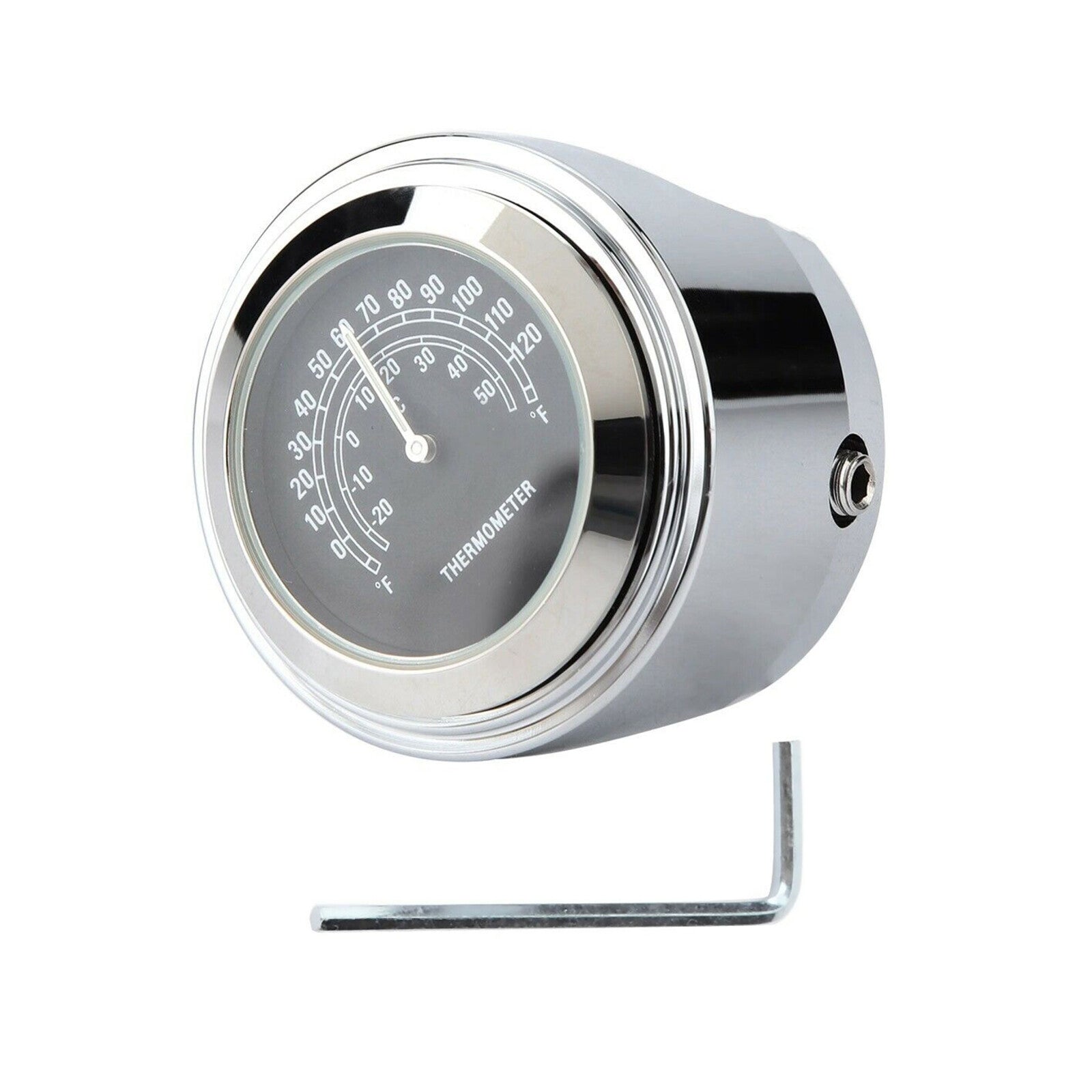 Universal Replace Motorcycle Front Chrome Waterproof Handlebar Mount Thermometer