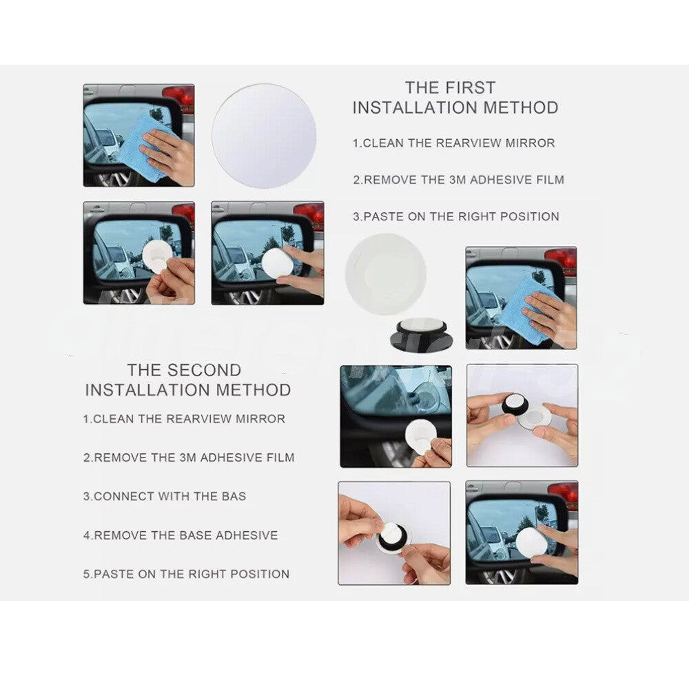 2Pcs Blind Spot Mirror Round HD Glass Frameless Convex Rear View 360¡ã Stick On