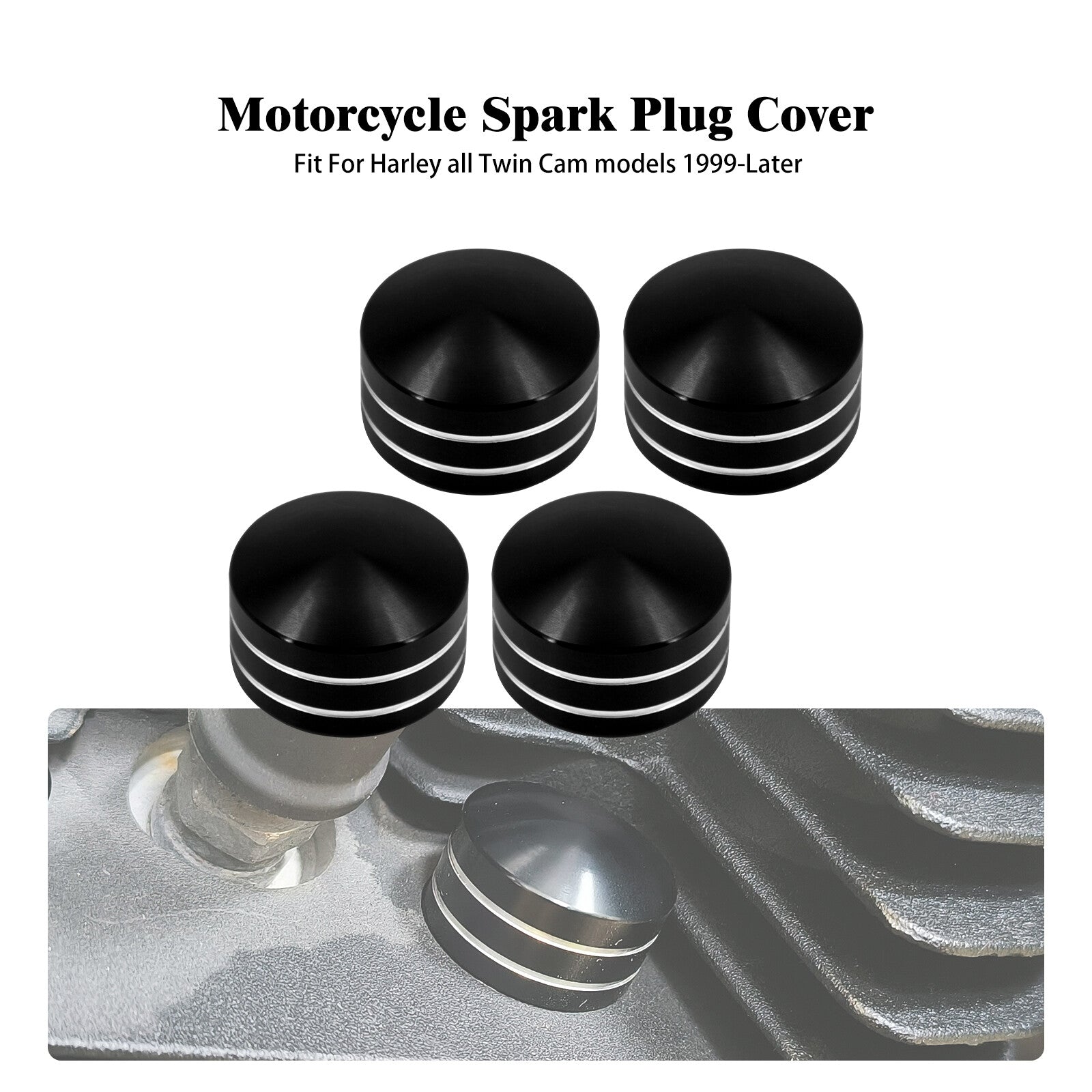 4x Black Head Bolt Covers Fit for Harley Sportster 1986-2022 Twin Cam 1999-2017