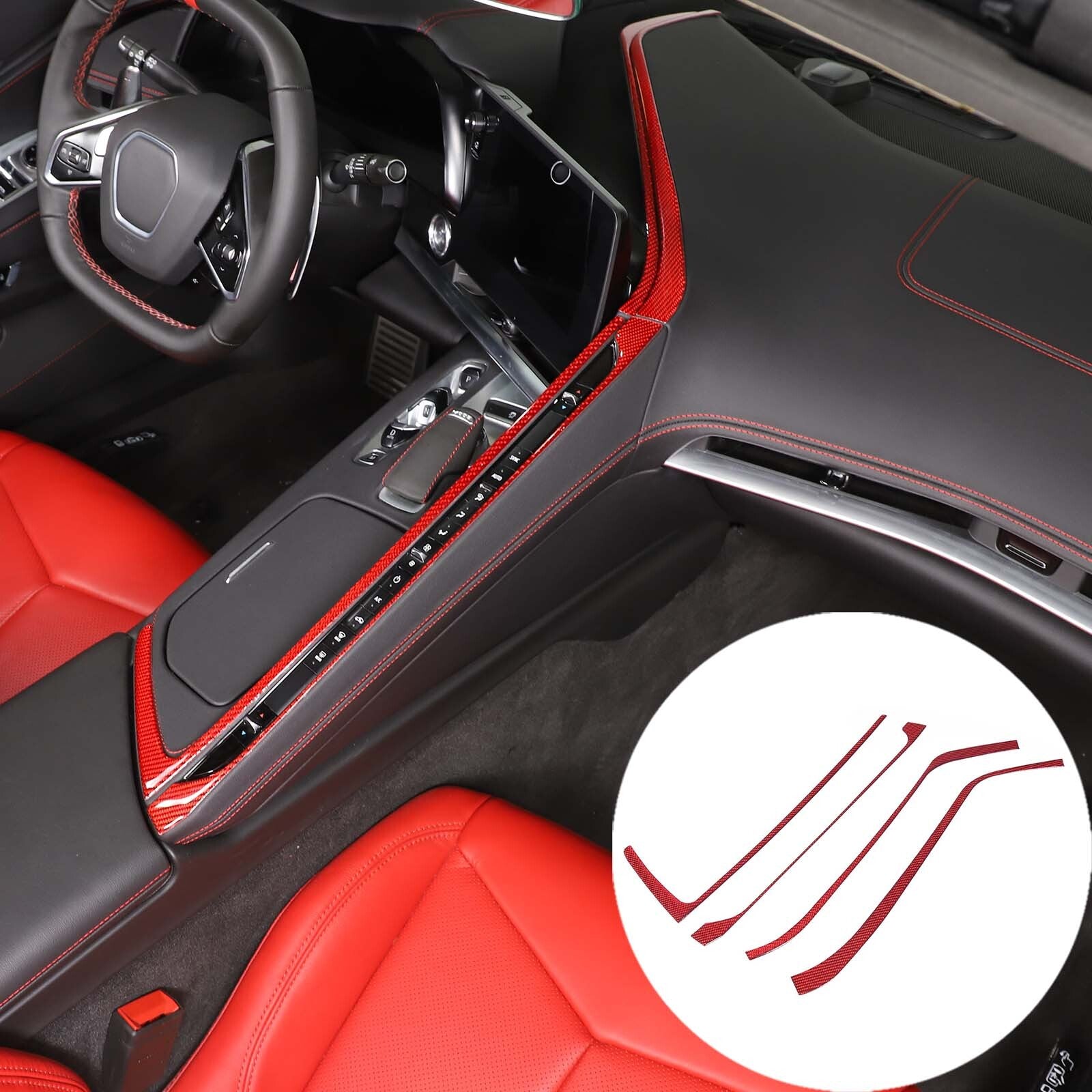 ABS carbon fiber steering wheel badge ring cover trim for Corvette C6 2005 - 2013