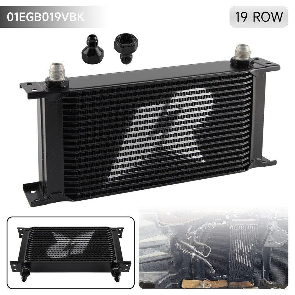 19 Row AN8 Stacked Plate Oil Cooler 6AN Adapter Universal Aluminium Radiator