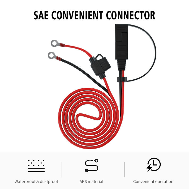 140cm 16AWG SAE to O-ring cord 12-24V SAE connection cable adapter battery charging - n